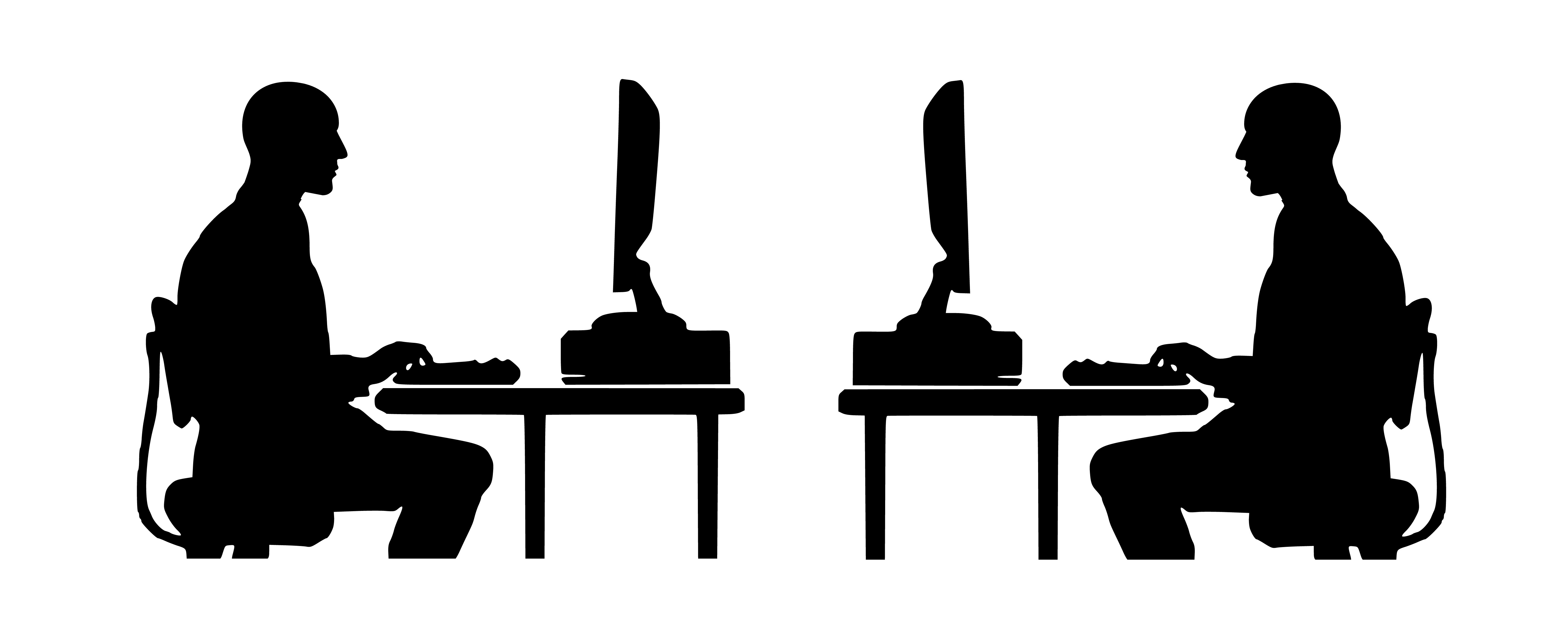 Twee programmeurs tegenover elkaar
